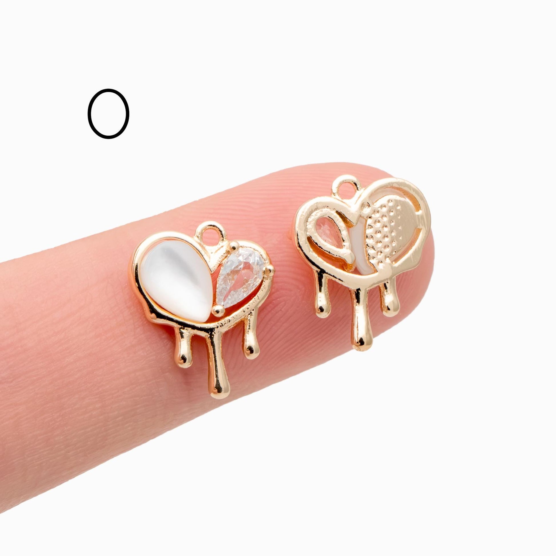 4pcs Gold/ Silver Tone Heart Charms, 18K Gold/ Rhodium plated Brass, Dainty Heart Pendants (GB-2782)