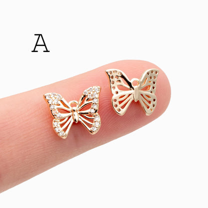 4pcs Delicate Butterfly Charms for Jewelry Making, Gold plated Butterfly Pendants (GB-3561)
