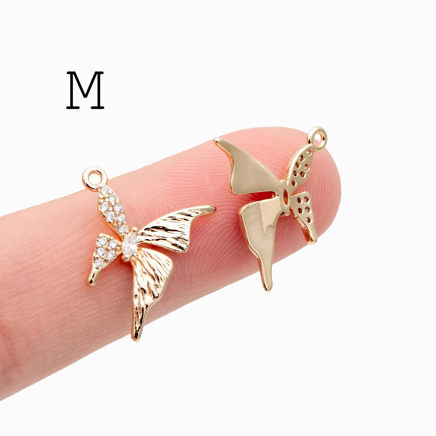 4pcs Delicate Butterfly Charms for Jewelry Making, Gold plated Butterfly Pendants (GB-3561)