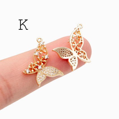 4pcs Delicate Butterfly Charms for Jewelry Making, Gold plated Butterfly Pendants (GB-3561)