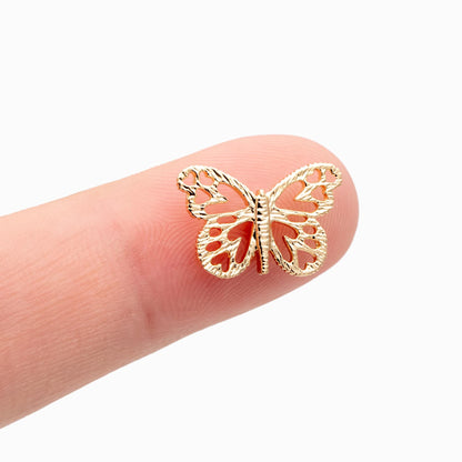 4pcs Gold/ Silver plated Brass Butterfly Charm Pendants 15.5x10mm, Jewelry Findings Wholesale Supplies (GB-3561-P)