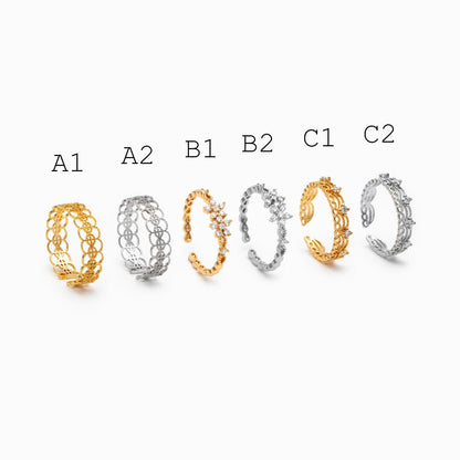 4pcs Gold/ Silver Tone Lace Finger Ring, Gold/ Rhodium plated Brass, Gift for Her, Stackable Ring, Minimalist Ring(#JZ-001)