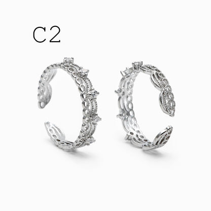 4pcs Gold/ Silver Tone Lace Finger Ring, Gold/ Rhodium plated Brass, Gift for Her, Stackable Ring, Minimalist Ring(#JZ-001)