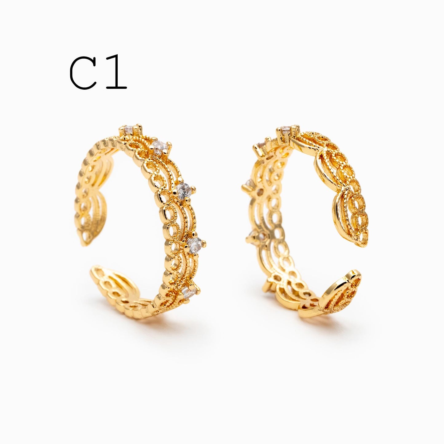 4pcs Gold/ Silver Tone Lace Finger Ring, Gold/ Rhodium plated Brass, Gift for Her, Stackable Ring, Minimalist Ring(#JZ-001)