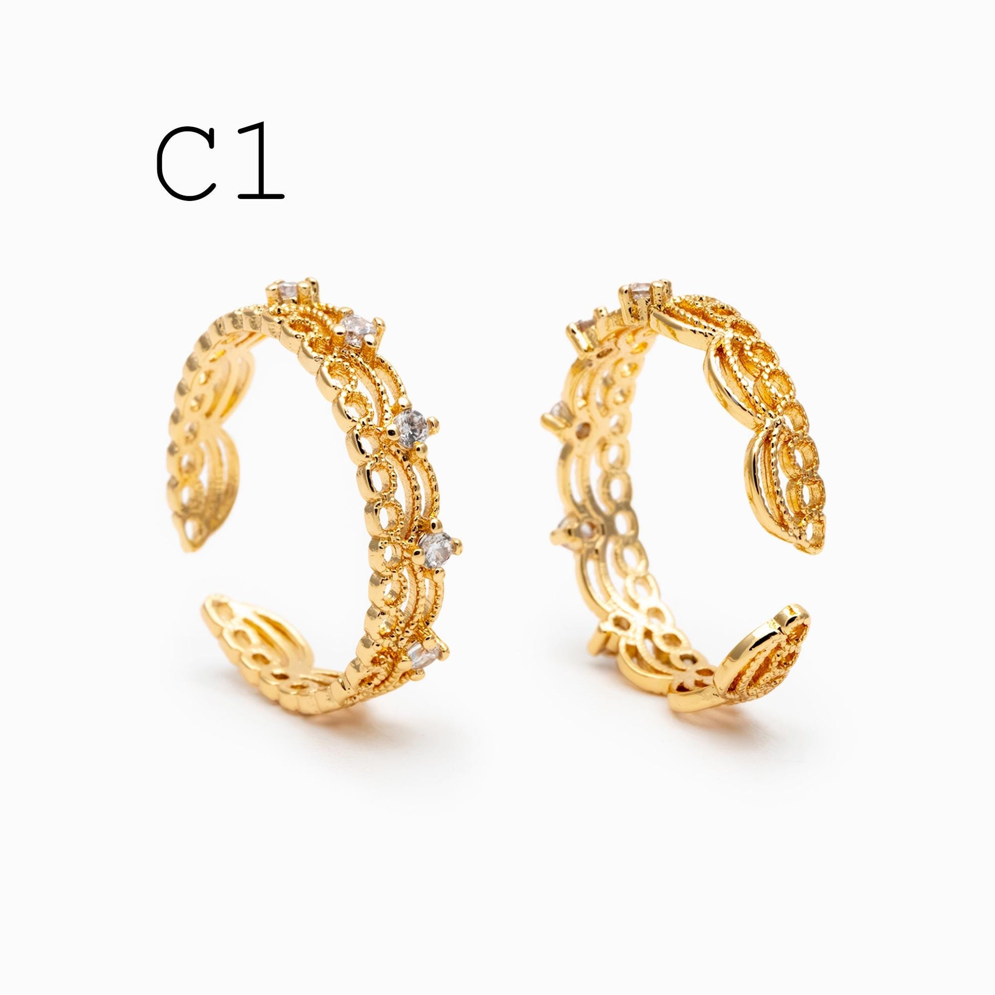 4pcs Gold/ Silver Tone Lace Finger Ring, Gold/ Rhodium plated Brass, Gift for Her, Stackable Ring, Minimalist Ring(#JZ-001)