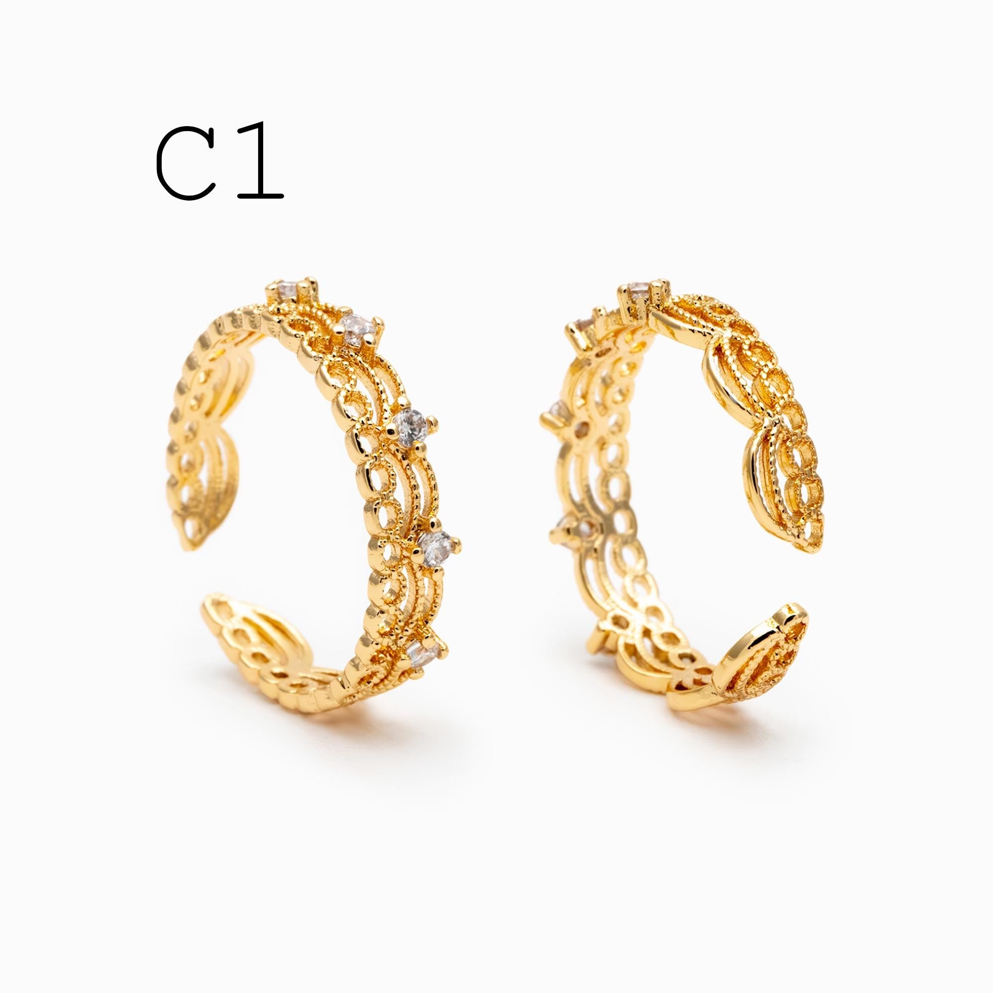 4pcs Gold/ Silver Tone Lace Finger Ring, Gold/ Rhodium plated Brass, Gift for Her, Stackable Ring, Minimalist Ring(#JZ-001)