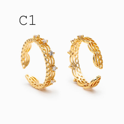 4pcs Gold/ Silver Tone Lace Finger Ring, Gold/ Rhodium plated Brass, Gift for Her, Stackable Ring, Minimalist Ring(#JZ-001)