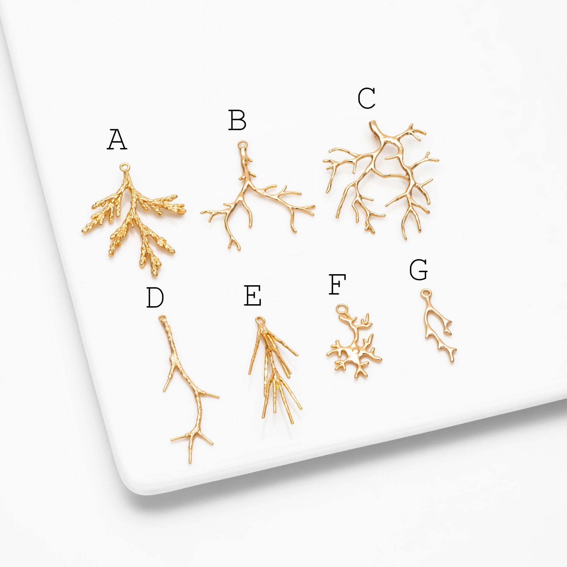 4pcs Gold Branch Charms , Real Gold Plated Brass, Christmas Pendants, Jewelry Making, Diy Material, Jewelry Supplies (GB-2672)