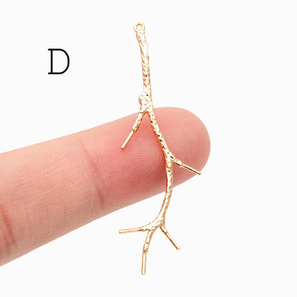 4pcs Gold Branch Charms , Real Gold Plated Brass, Christmas Pendants, Jewelry Making, Diy Material, Jewelry Supplies (GB-2672)