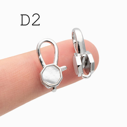 4pcs Shell Pave Gold/ Silver Tone Lobster Claw Clasps, Real Gold/ Rhodium plated Brass, Necklace Bracelet Charm Clasps (GB-4705)