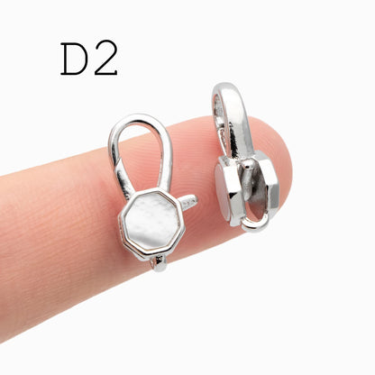 4pcs Shell Pave Gold/ Silver Tone Lobster Claw Clasps, Real Gold/ Rhodium plated Brass, Necklace Bracelet Charm Clasps (GB-4705)