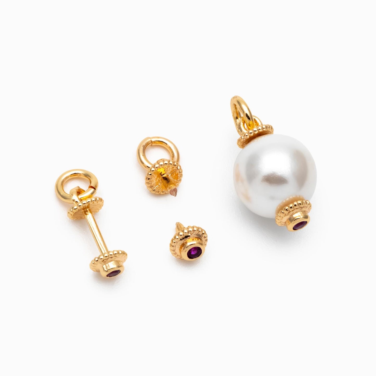 10pcs CZ Pave Gold Peg Bail, Real Gold plated Brass, DIY Charm Drop Bail, Peg Pearl Findings (GB-4712)