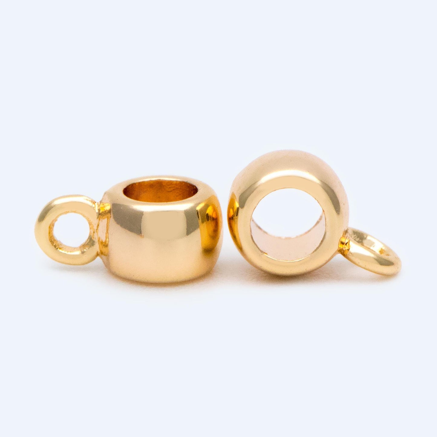 10pcs Gold Bail Beads, Bail Charm Holder Spacer with Loop, Tube Bails, Cord Bails, Slider Bails, Spacer Ring (GB-1327)