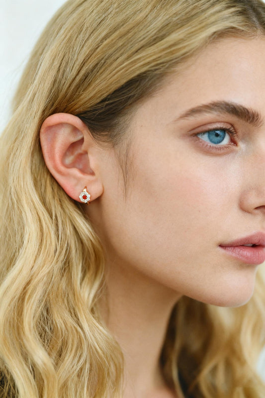 4pcs CZ Pave Circle Hoop Earrings 10/ 12mm, Dainty Huggie Earrings, Minimalist Earring, Small Gold Hoops Earring (GB-3478)