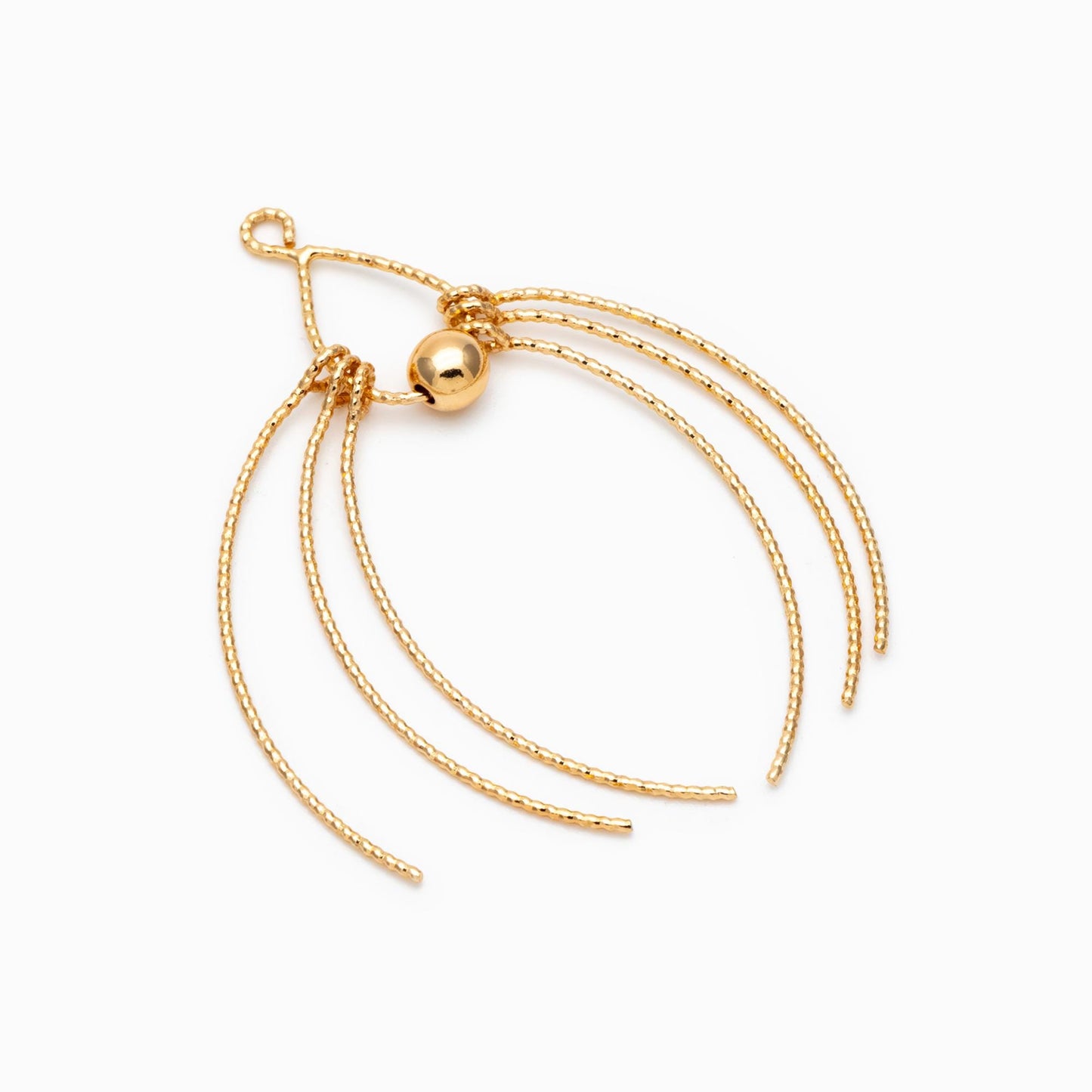 4pcs Gold Tearrdop Charms, Gold plated Brass, Long Tassel Pendants (GB-4715)