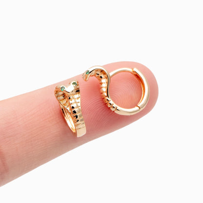 10pcs Cobra Hoop Earrings, Gold Huggie Earrings, Snake Huggie Hoops (GB-4718)