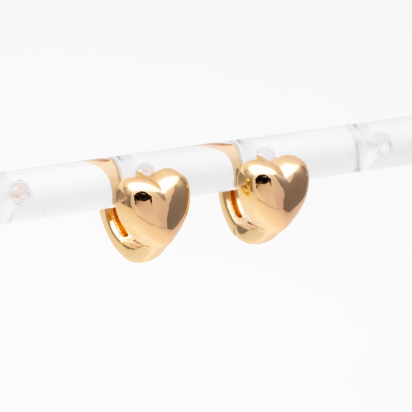 10pcs Gold Heart Hoop Earrings, 18K Gold plated Brass, Huggie Earrings, Minimalist Earring, Small Gold Hoops Earring (GB-4714)