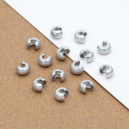 20pcs Gold Crimp Bead Covers, 18K Gold/ Rhodium plated Brass, Conceal Crimp Ends 4/ 5mm (GB-661)