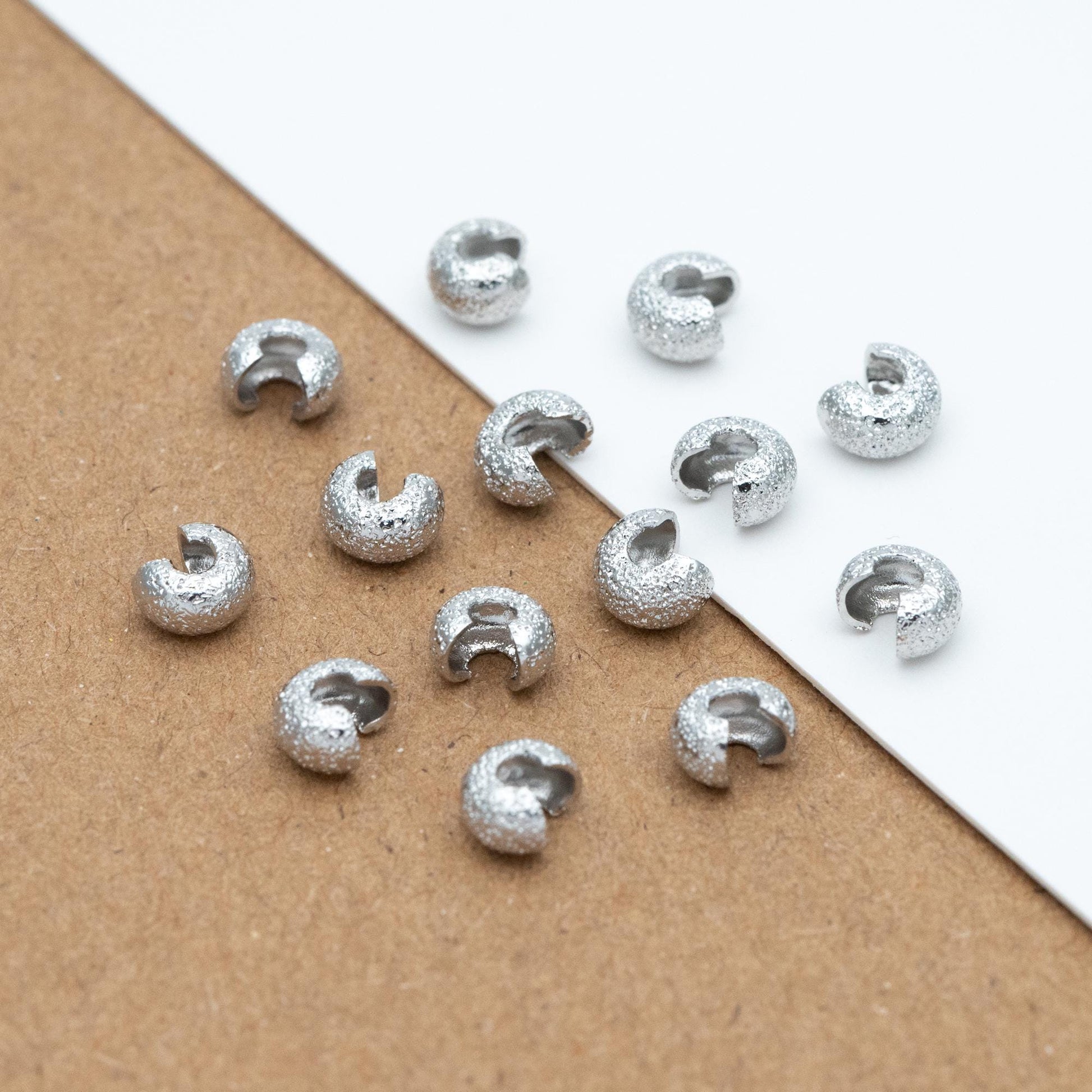 20pcs Gold Crimp Bead Covers, 18K Gold/ Rhodium plated Brass, Conceal Crimp Ends 4/ 5mm (GB-661)