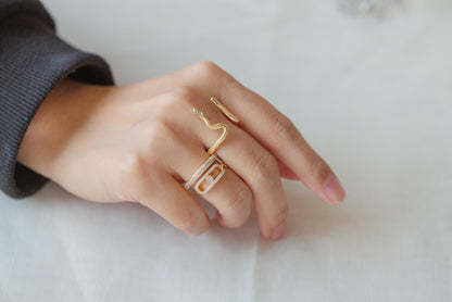 4pcs CZ Pave Double Band Circle Ring, Evil Eye Ring, Weeding Ring, Fashion Rings, Dainty Rings, Adjustable Ring (#GB-4612)