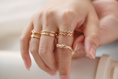 4pcs Gold Feather Finger Ring, Everyday Ring, Modern Style Ring, Fashion Rings, Dainty Rings (#GB-3925)