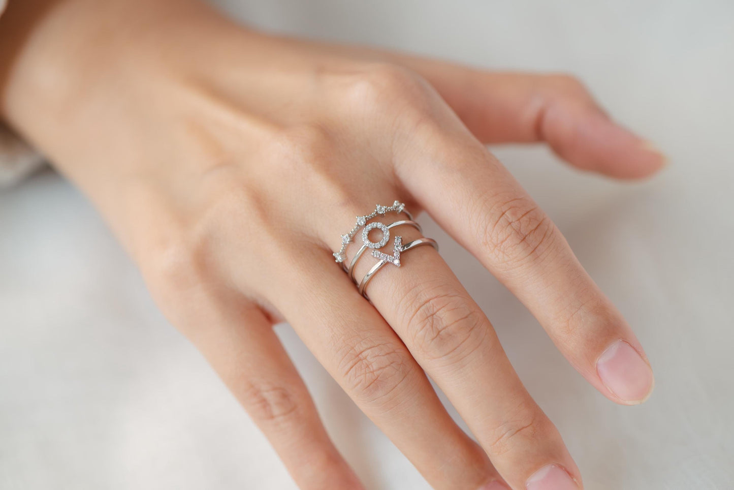 4pcs CZ Pave Gold/ Silver V Ring, Dainty Ring, Thin Ring, Everyday Ring (#GB-4216)