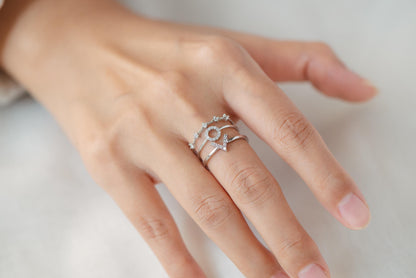 4pcs CZ Pave Gold/ Silver V Ring, Dainty Ring, Thin Ring, Everyday Ring (#GB-4216)