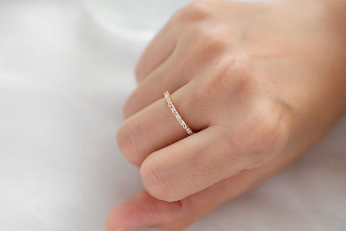 4pcs CZ Pave Finger Ring, Gold/ Rhodium plated Brass, Gift for Her, Stackable Ring, Minimalist Ring(#JZ-025)
