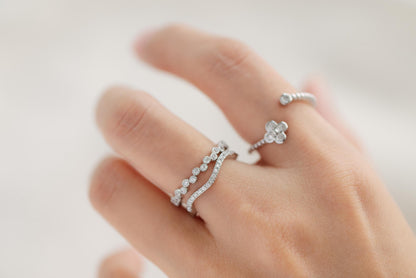 4pcs CZ Pave Gold/ Silver Minimalist Ring, Modern Style Ring, Fashion Rings, Dainty Rings, Adjustable Ring (#JZ-028)