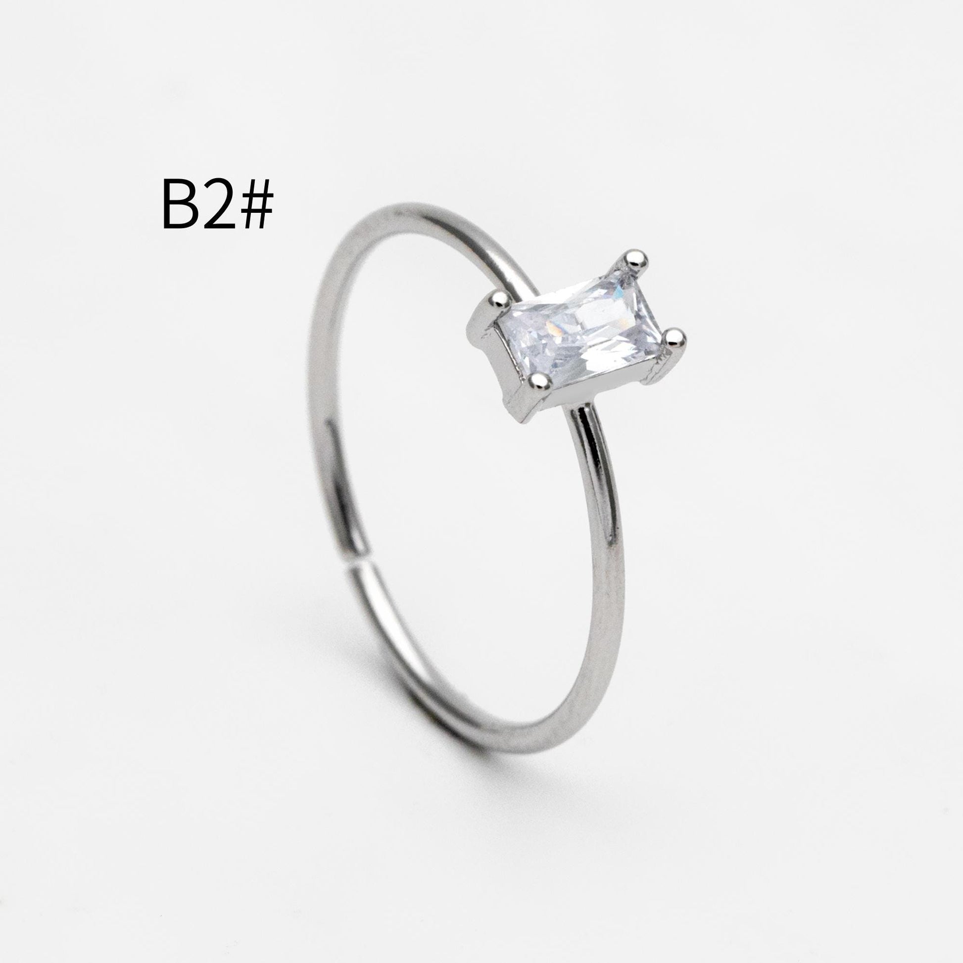 4pcs CZ Pave Gold/ Silver Minimalist Ring, Dainty Ring, Thin Ring, Weeding Ring (#JZ-014)
