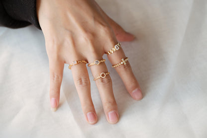 4pcs Gold CZ Ring, Dainty Ring, Stackable Ring, Rings for Women (#JZ-015)