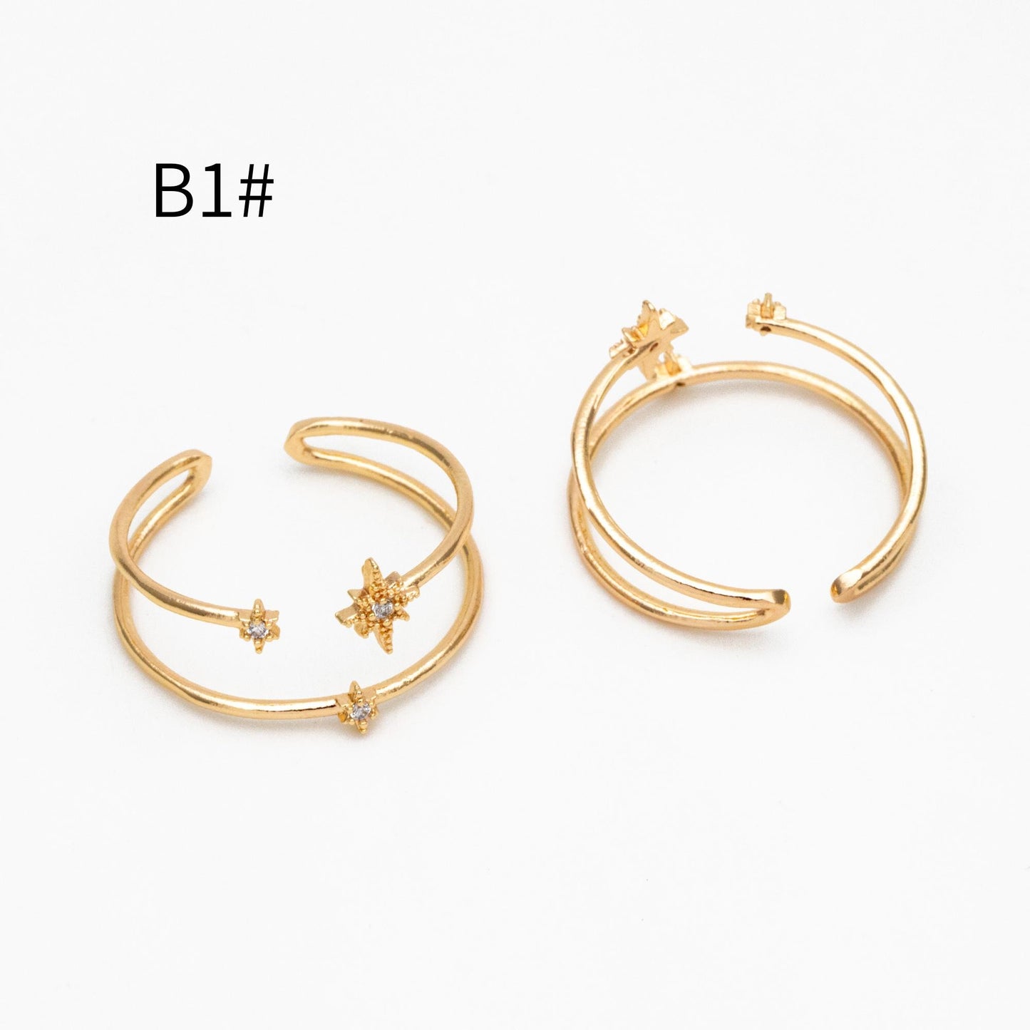 4pcs CZ Pave Gold/ Silver Moon Ring, Celestial Ring, Dainty Rings, Adjustable Ring, Thin Ring (#GB-4176)