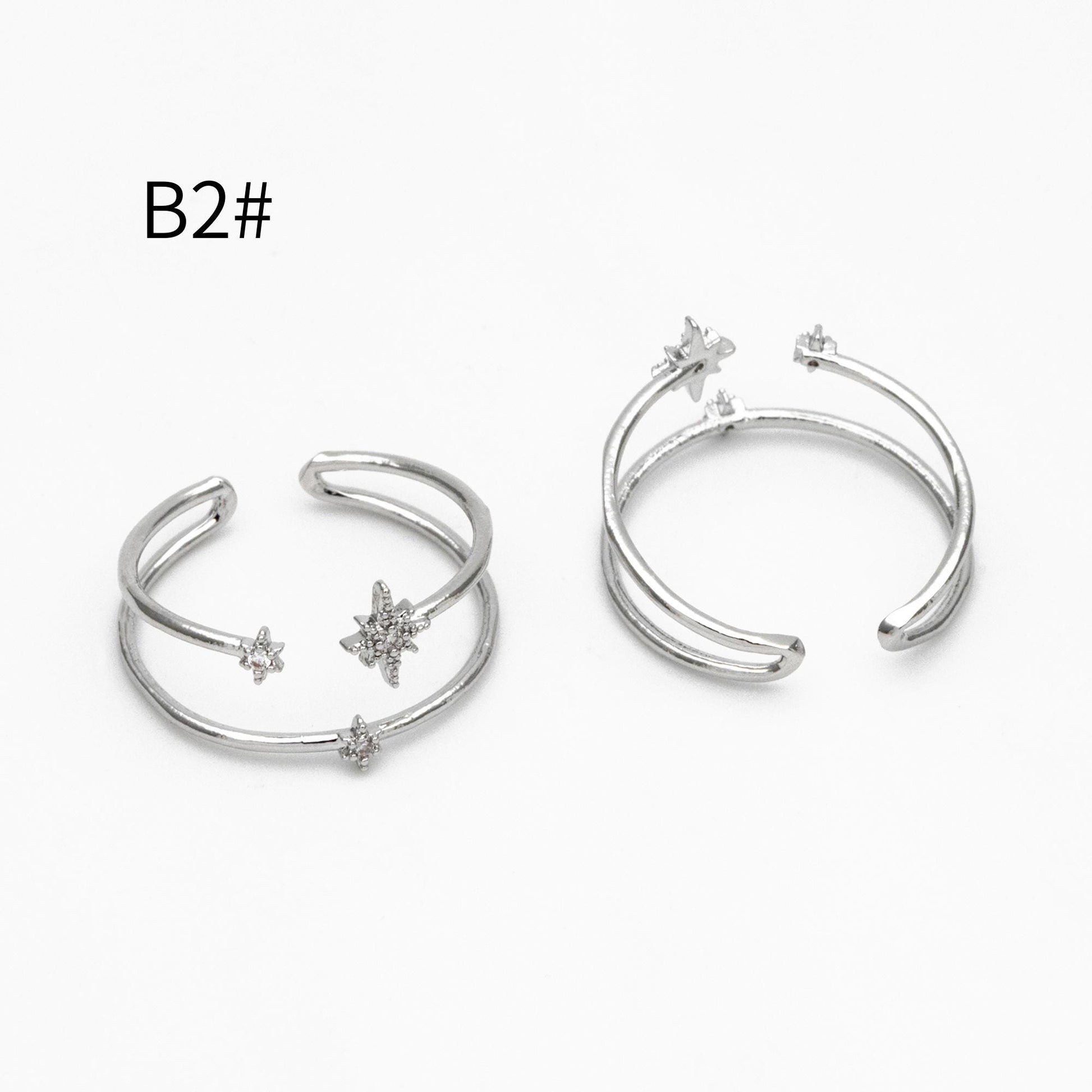 4pcs CZ Pave Gold/ Silver Moon Ring, Celestial Ring, Dainty Rings, Adjustable Ring, Thin Ring (#GB-4176)