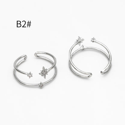 4pcs CZ Pave Gold/ Silver Moon Ring, Celestial Ring, Dainty Rings, Adjustable Ring, Thin Ring (#GB-4176)