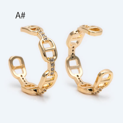 4pcs Gold CZ Pave Knuckle ring, Chain rings, Midi rings, Mid finger ring (#GB-2115)