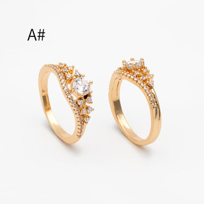 4pcs CZ Pave Gold Flower Ring, Butterfly Ring, Adjustable Ring Mounting, Pearl Ring Setting (#JZ-019)
