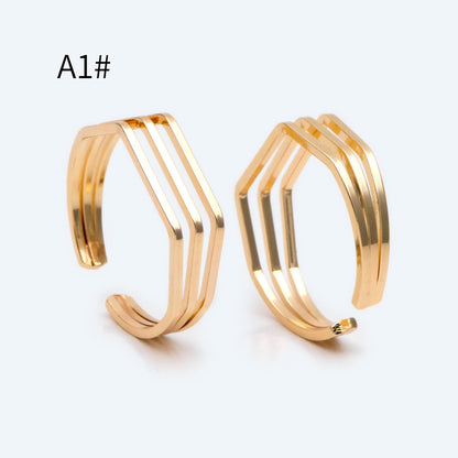 4pcs Gold/ Silver Double Band Triangle Ring, Everyday Ring, Fashion Rings, Dainty Rings, Adjustable Ring (#GB-4167)