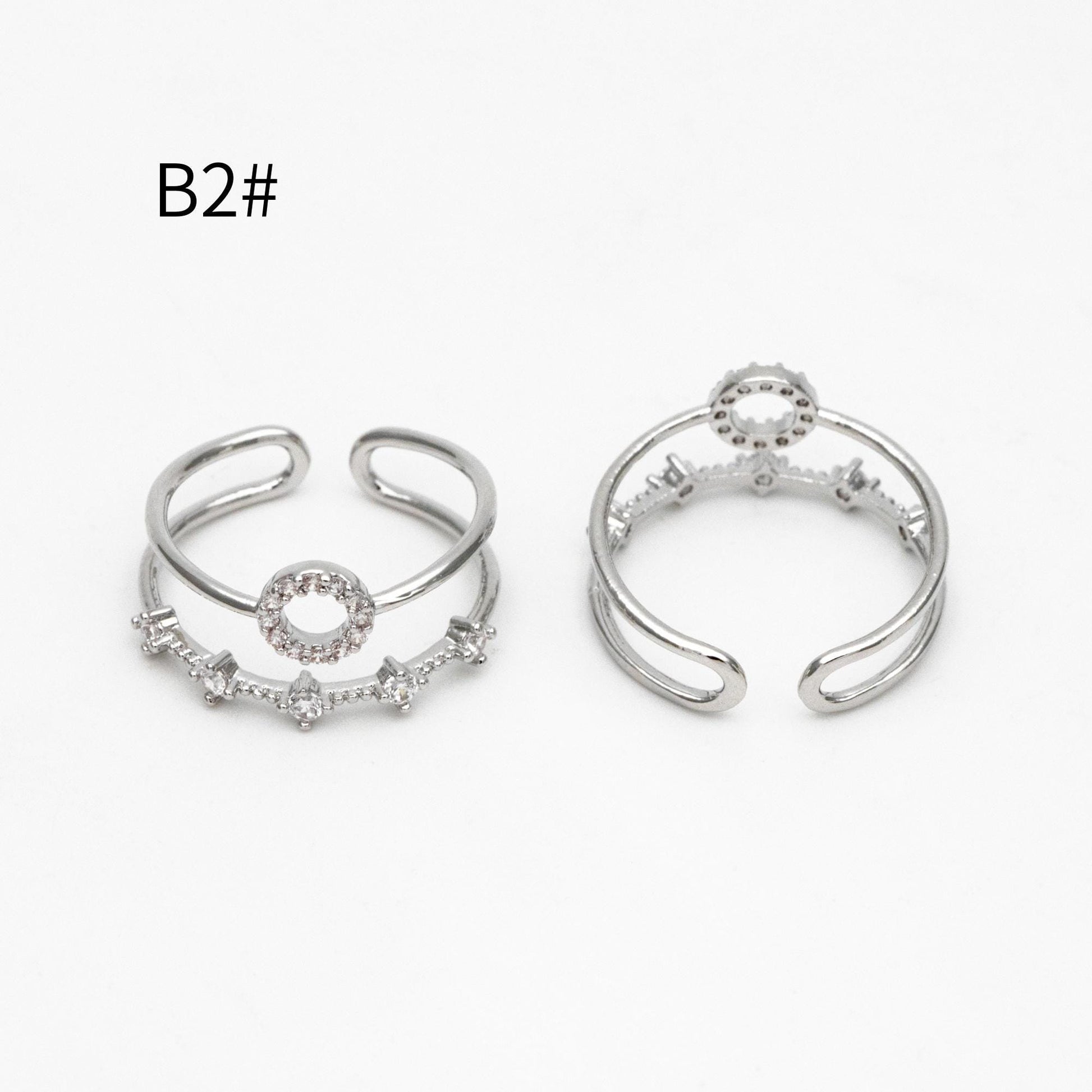 4pcs CZ Pave Gold/ Silver V Ring, Dainty Ring, Thin Ring, Everyday Ring (#GB-4216)