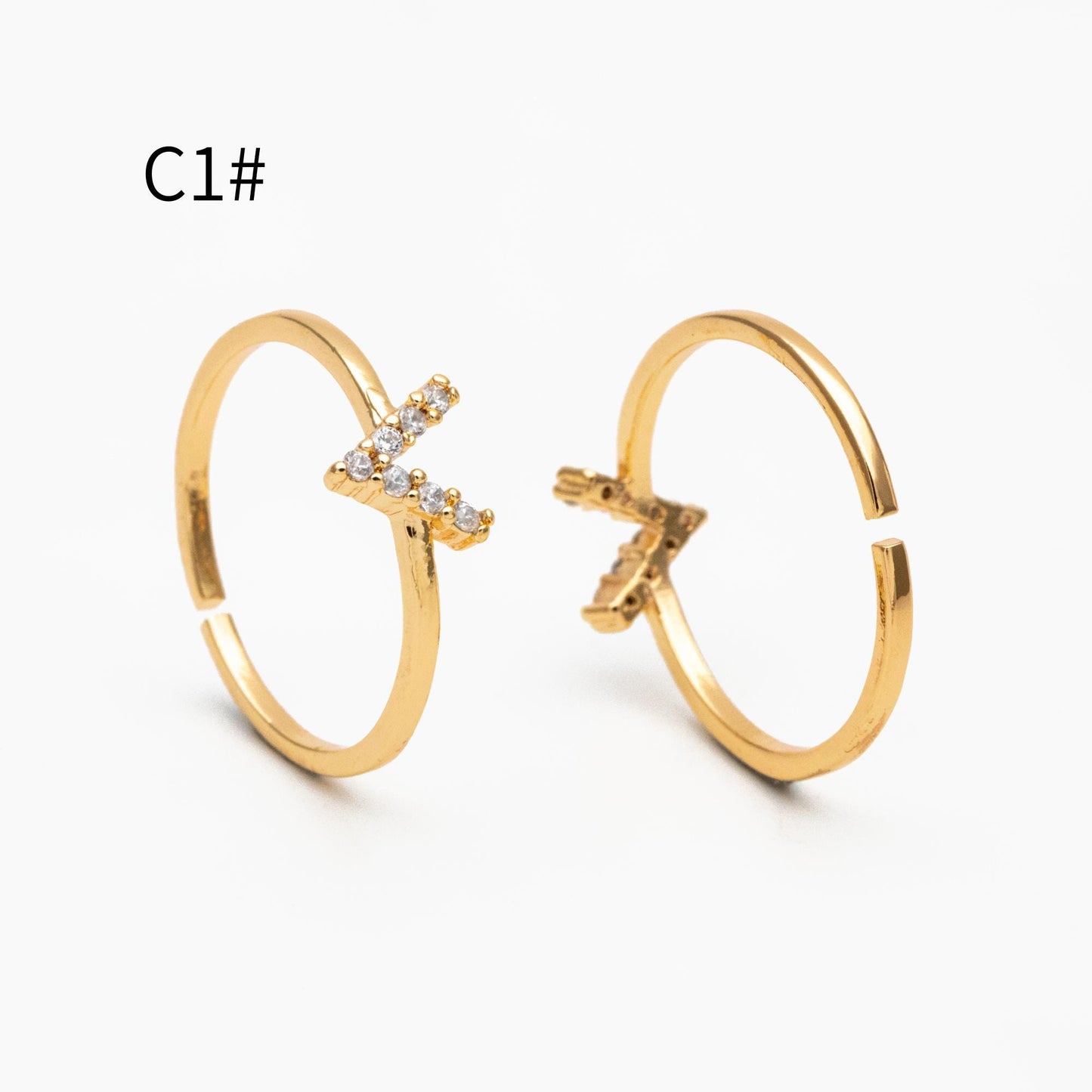 4pcs CZ Pave Gold/ Silver V Ring, Dainty Ring, Thin Ring, Everyday Ring (#GB-4216)