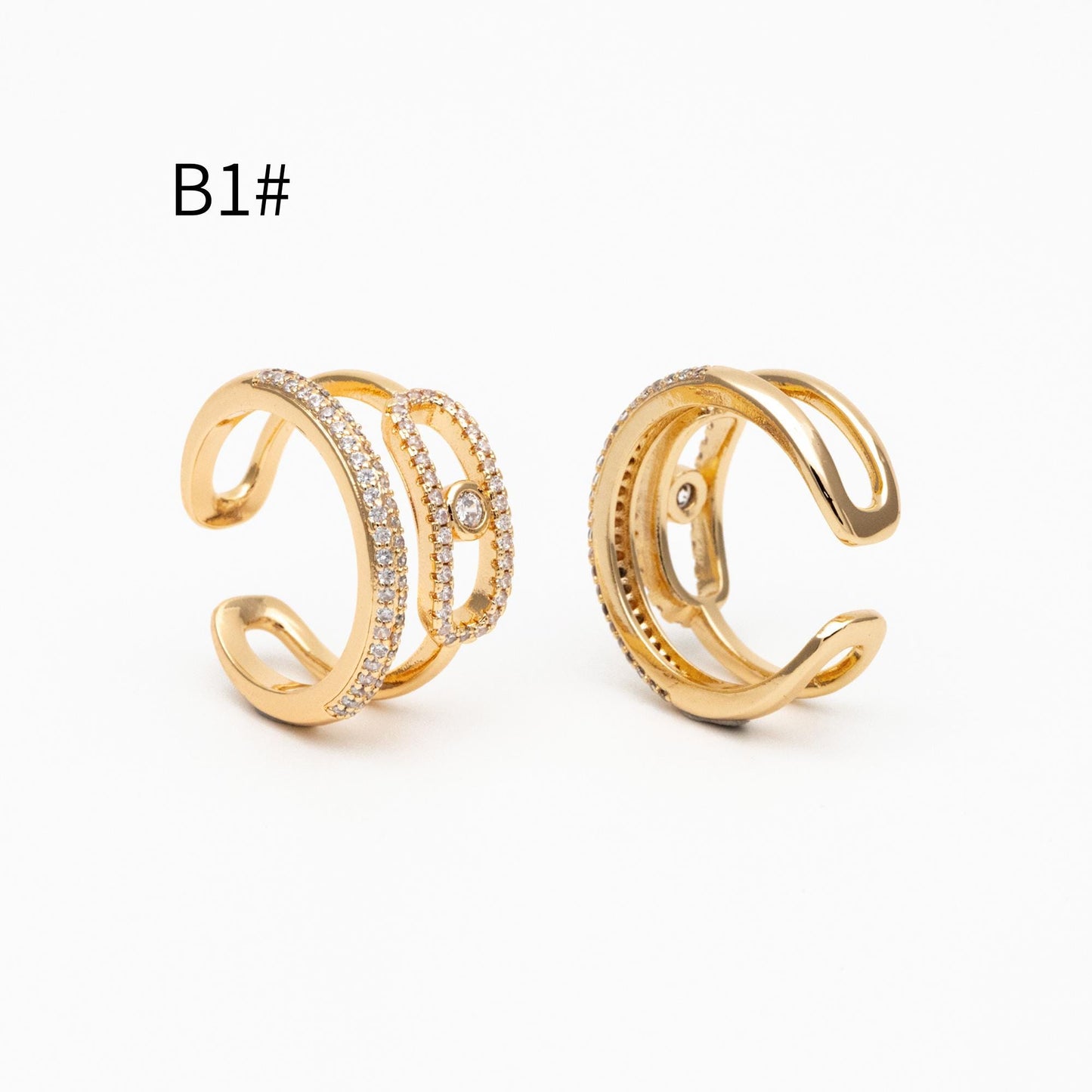 4pcs CZ Pave Double Band Circle Ring, Evil Eye Ring, Weeding Ring, Fashion Rings, Dainty Rings, Adjustable Ring (#GB-4612)