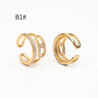 4pcs CZ Pave Double Band Circle Ring, Evil Eye Ring, Weeding Ring, Fashion Rings, Dainty Rings, Adjustable Ring (#GB-4612)