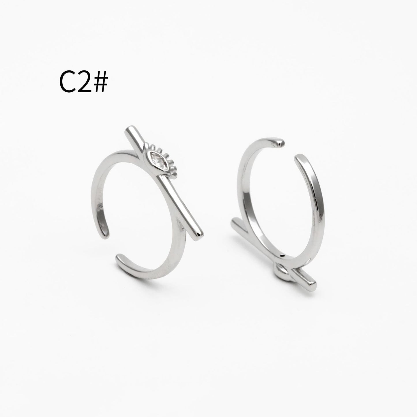 4pcs CZ Pave Gold/ Silver Tone Eye Ring, Bar Ring, Thin Ring, Everyday Ring, Fashion Rings, Dainty Rings, Adjustable Ring (#GB-4623)