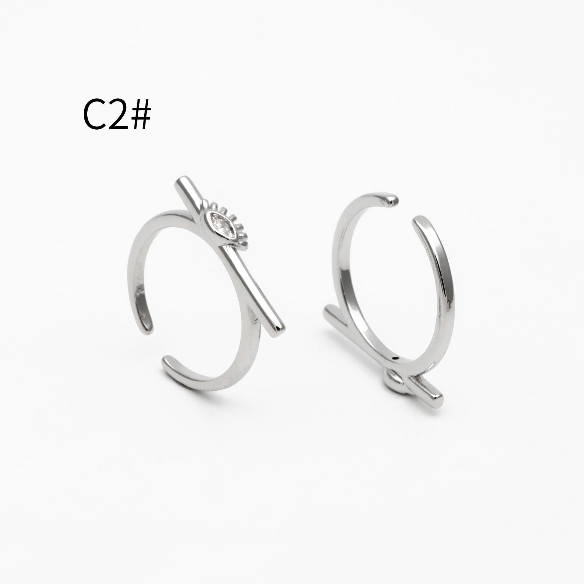 4pcs CZ Pave Gold/ Silver Tone Eye Ring, Bar Ring, Thin Ring, Everyday Ring, Fashion Rings, Dainty Rings, Adjustable Ring (#GB-4623)