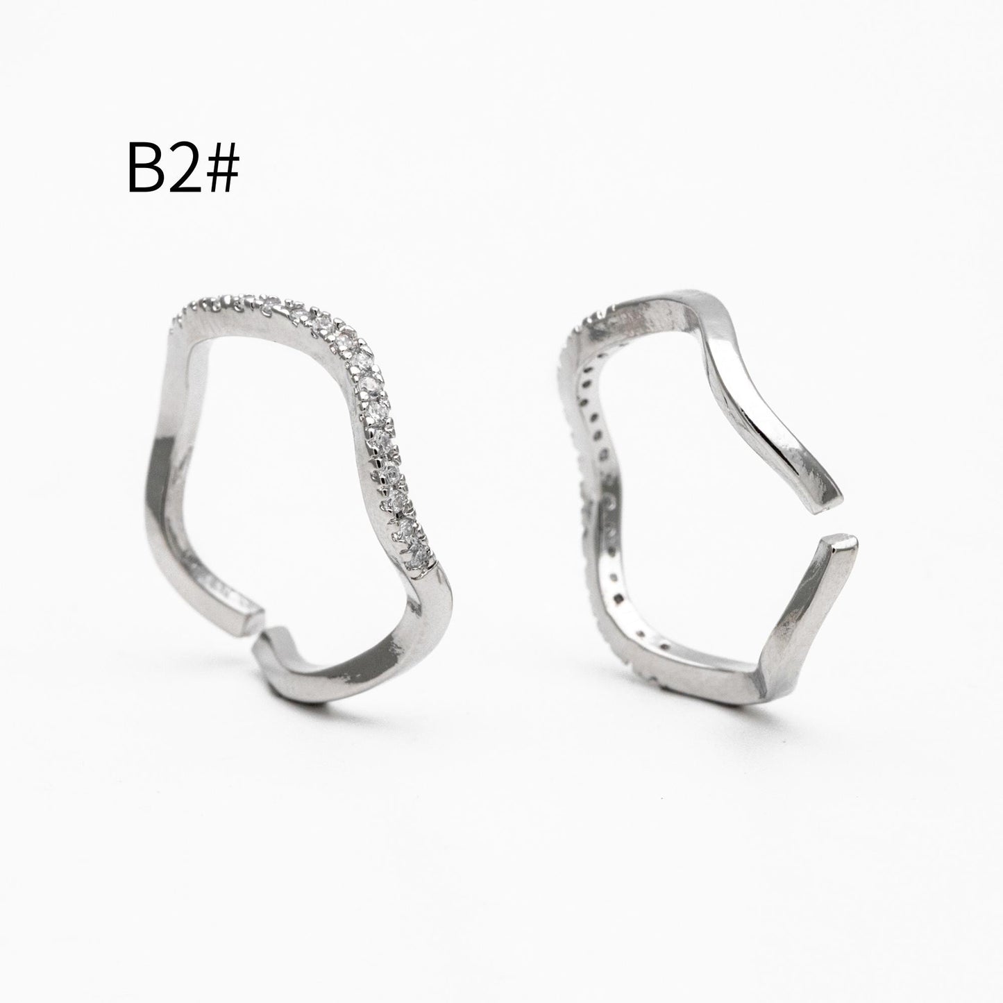 4pcs CZ Pave Gold/ Silver Flower Ring, Modern Style Ring, Fashion Rings, Dainty Rings, Adjustable Ring (#GB-4615)