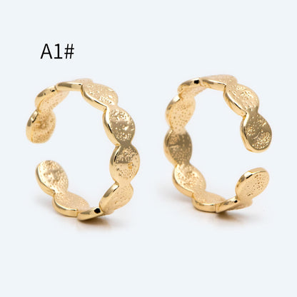 4pcs Purple CZ Ring, Hammered Ring, Stacking Ring, Statement Ring, Adjustable Ring (#GB-3527)