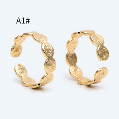 4pcs Gold/ Silver Hammered Ring, Purple CZ Ring, Stacking Ring, Statement Ring, Adjustable Ring (#JZ-030)