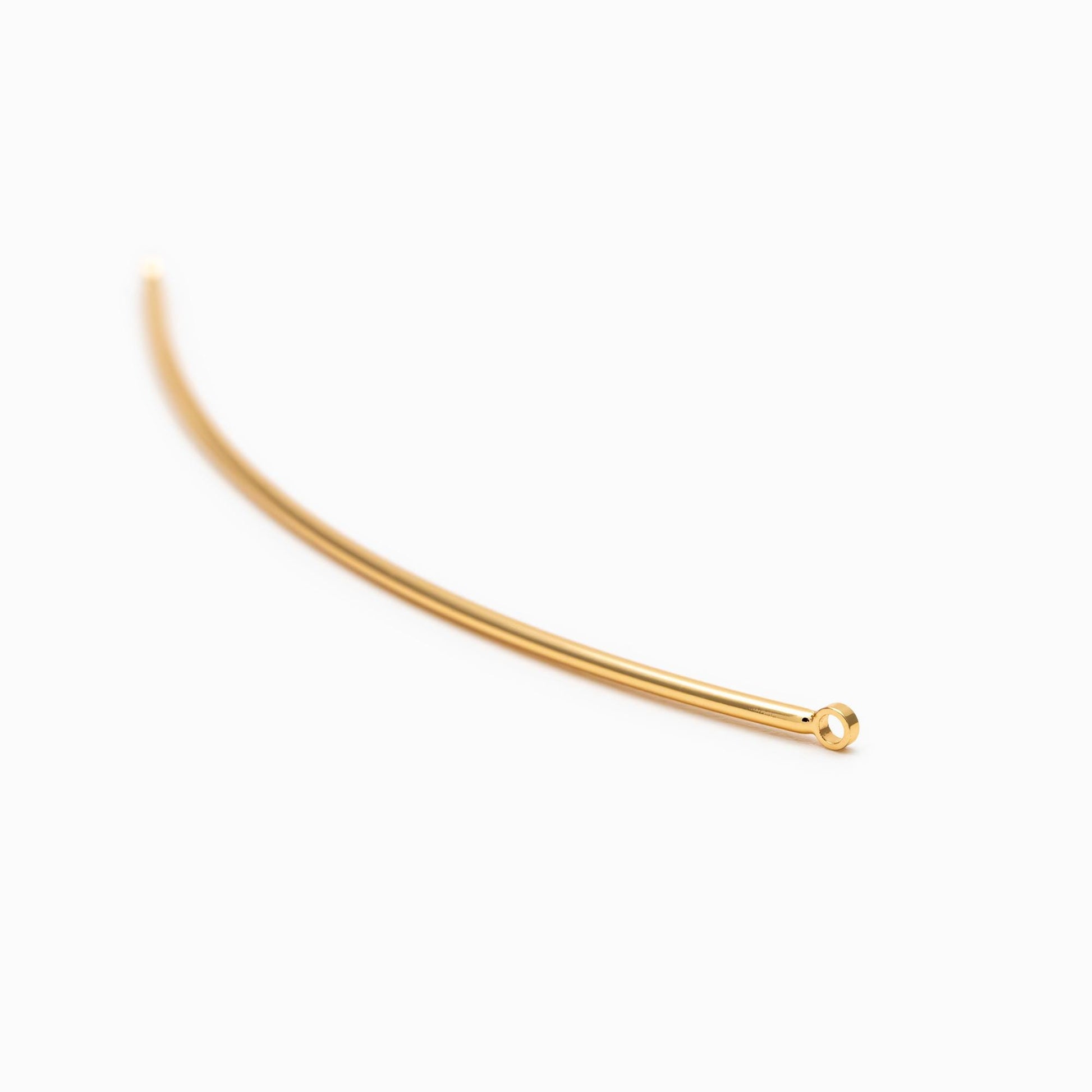 10 pieces- Gold Curved Bar Connectors, 18K Gold plated Brass Charms 70mm Long (GB-454-E)