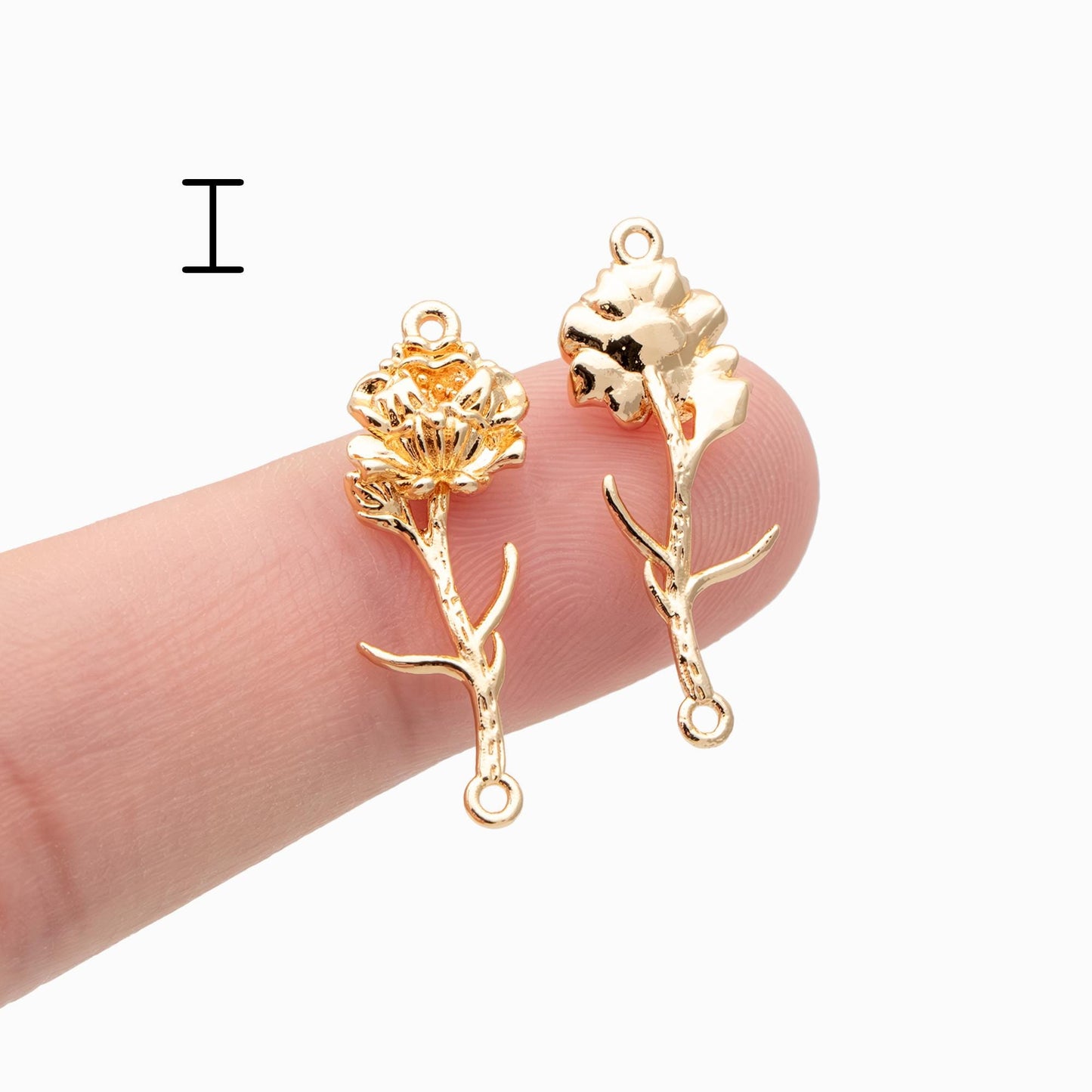 4 pieces- Gold 12 Month Birth Flower Connector Collection, Floral Necklace Pendants (GB-4725)