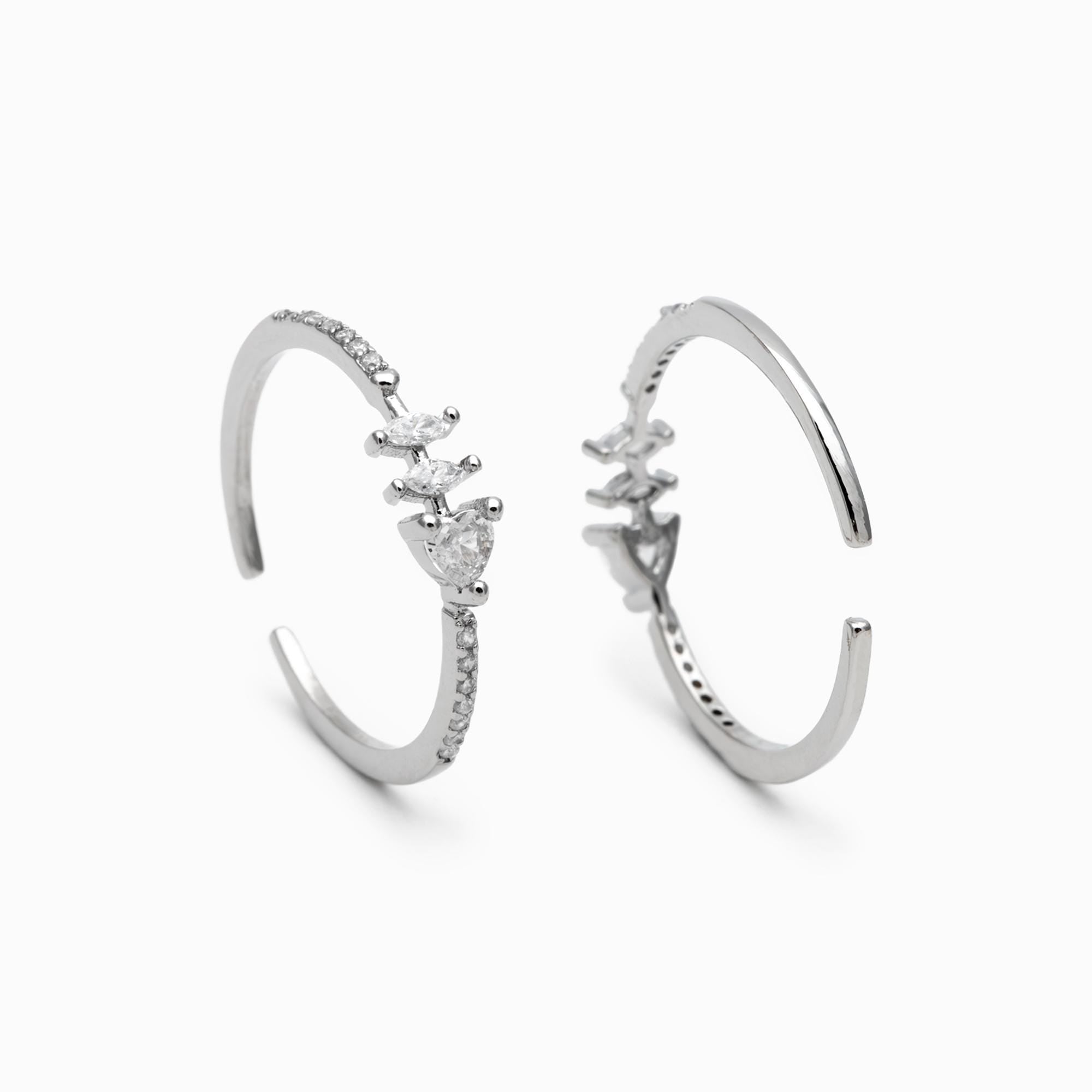 4pcs CZ Pave Gold/ Silver Heart Ring, Dainty Rings, Adjustable Ring, Statement Ring (#JZ-004)