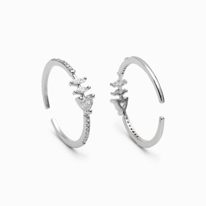 4pcs CZ Pave Gold/ Silver Heart Ring, Dainty Rings, Adjustable Ring, Statement Ring (#JZ-004)